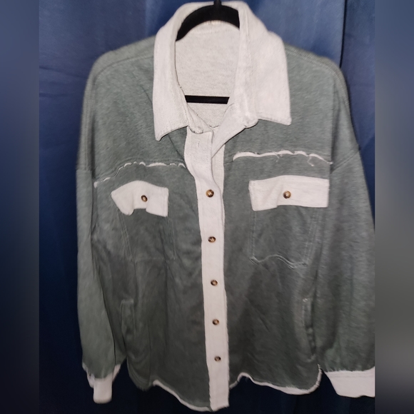 Pol M blue/gray shacket oversized - Picture 3 of 8